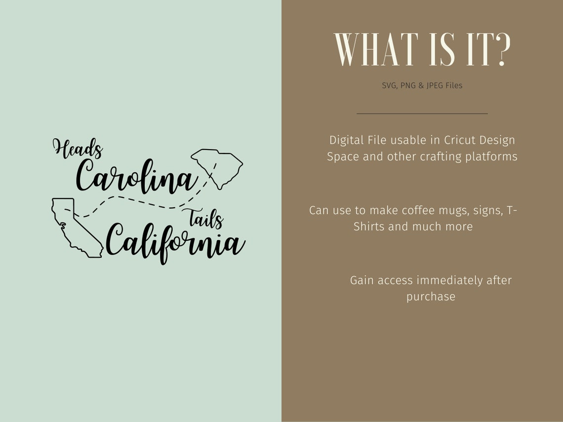 Cole Swindell and Jo Dee Messina Songs SVG, Digital Download, Heads Carolina Tails California