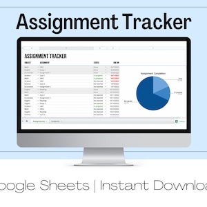 Assignment Tracker | Google Sheets Instant Download | Academic Planner, Student Planner, Course Tracker, Course Planner, Homework Planner