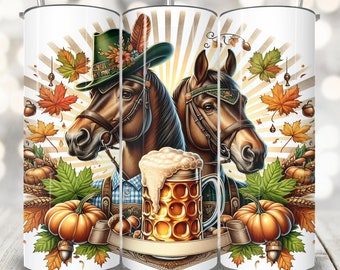 Oktober Bier Pferd Tumbler Wrap, 20 Unzen Skinny Tumbler Sublimation, Oktober Bier Festival PNG, Trink Team German Beer Fest Tumbler Wrap