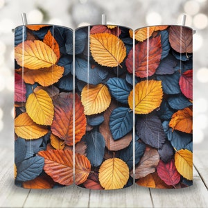3D Fall Leaves Tumbler Wrap, 20oz Skinny Tumbler Wrap PNG, Seamless Leaf Tumbler Sublimation Design, Fall Floral Tumbler Wrap, Autumn PNG