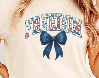 Floral Freedom Png Sublimation Design, America Coquette Bow Png, 4th Of July Png, Girly USA Png, Patriotic Chinoiserie Digital Download