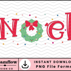 Noel Png, Christmas Png Designs, Christmas Wreath Png, Holiday Png Download, Retro Christmas Sublimation Design Png for Shirt, Mug, Tote Bag