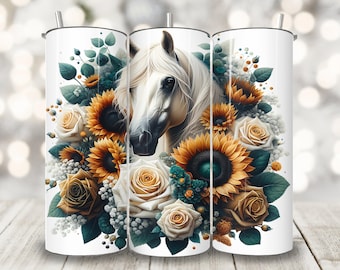 Boho Horse Tumbler Wrap, 20 oz Skinny Tumbler Sublimation Design, Farm Ranch Animal Tumbler PNG, Horse Lover PNG Instant Digital Download