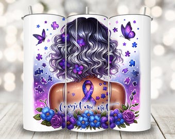 Alzheimer's Awareness Tumbler Wrap, 20 oz Skinny Tumbler Sublimation Design, Forget Me Not Alzheimer's Disease Warrior Digital PNG File