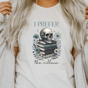 I Prefer the Villain PNG Sublimation Design, Skull Flower Book Png, Book Lover Png, Funny Book Png, Romantasy BookTok Digital Download
