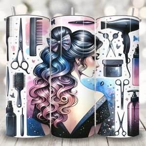 Coquette Hair Stylist Tumbler Wrap, 20 oz Skinny Tumbler Sublimation Design, Cosmetology Cup Wrap, Esthetician Elegant Tumbler Png Wrap