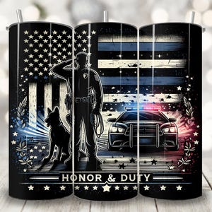 Patriotic Police Tumbler Wrap, 20 oz Skinny Tumbler Sublimation Design, Police Officer Cup Wrap Png, Law Enforcement Tumbler Wrap for Men