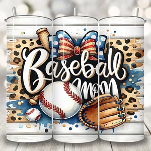 Leopard Baseball Mom Tumbler Wrap, 20 oz Skinny Tumbler Sublimation Design, Baseball Mama Cup Wrap Png, Coquette Sports Tumbler Wrap Png