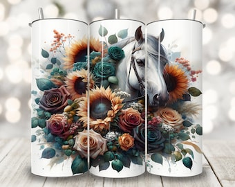 Boho Horse Tumbler Wrap, 20 oz Skinny Tumbler Sublimation Design, Farm Ranch Animal Tumbler PNG, Horse Lover PNG Instant Digital Download