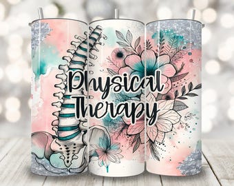 Envoltura para vaso de fisioterapia, diseño de sublimación para vaso delgado de 20 oz, archivo PNG de fisioterapeuta, descarga digital instantánea de fisioterapeuta