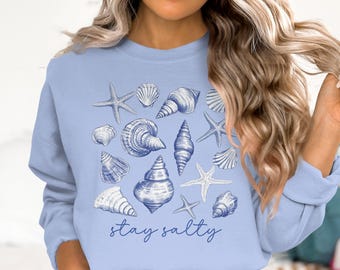 Diseño de sublimación PNG "Mantente Salado", Camisa vintage de concha azul (Png), Playa Salty Soul (Png), Mamás Saladas Costeras (Png), Vibras de verano de moda (Png)