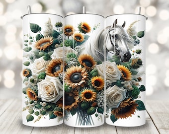 Boho Horse Tumbler Wrap, 20 oz Skinny Tumbler Sublimation Design, Farm Ranch Animal Tumbler PNG, Horse Lover PNG Instant Digital Download