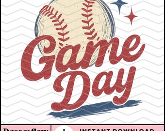 Retro Game Day Baseball PNG Sublimation Design, Baseball Mom Png, Baseball Mama Png, Baseball Season Digital Download, Baseball Shirt Png