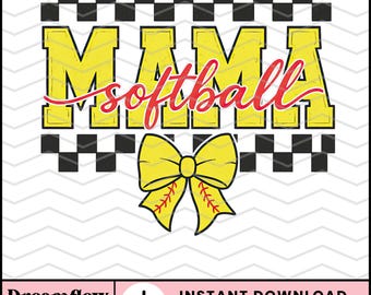 Softball Mama PNG Sublimation Design, Checkerboard Softball Mom Png, Sports Mom Softball Shirt Png, Softball Season Png Digital Download