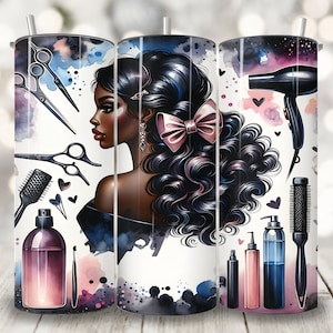 Coquette Hair Stylist Tumbler Wrap, 20 oz Skinny Tumbler Sublimation Design, Cosmetology Cup Wrap, Esthetician Elegant Tumbler Png Wrap