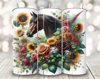 Boho Horse Tumbler Wrap, 20 oz Skinny Tumbler Sublimation Design, Farm Ranch Animal Tumbler PNG, Horse Lover PNG Instant Digital Download
