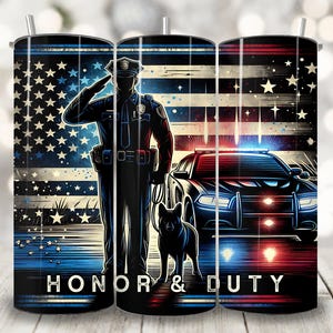 Patriotic Police Tumbler Wrap, 20 oz Skinny Tumbler Sublimation Design, Police Officer Cup Wrap Png, Law Enforcement Tumbler Wrap for Men