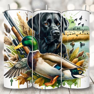 Black Lab Duck Hunting Tumbler Wrap, 20 oz Skinny Tumbler Sublimation Design, Hunter Scene Sublimation PNG, Duck Hunting Tumbler PNG