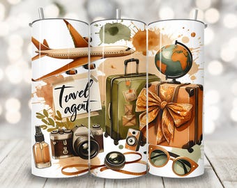 Travel Agent Tumbler Wrap, 20oz Skinny Tumbler Sublimation Design, Girls Trip Cup Wrap, Travel Tumbler Wrap, Travel Agent Wrap Png Download