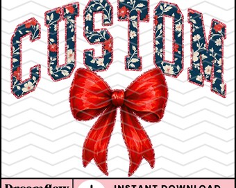 Custom Name Floral Coquette Png Sublimation Design, Patriotic Chinoiserie Png, 4th of July Personalized Png File, Toile du Jouy Name Png