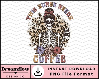 Download PNG caffè infermiera, file PNG scheletro infermiera, design divertente per sublimazione infermiera, PNG infermiera di Halloween per maglietta, tazza, borsa tote