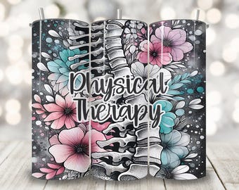 Envoltura para vaso de fisioterapia, diseño de sublimación para vaso delgado de 20 oz, archivo PNG de fisioterapeuta, descarga digital instantánea de fisioterapeuta