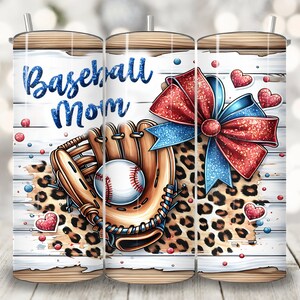 Leopard Baseball Mom Tumbler Wrap, 20 oz Skinny Tumbler Sublimation Design, Baseball Mama Cup Wrap Png, Coquette Sports Tumbler Wrap Png
