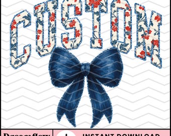Custom Name Floral Coquette Png Sublimation Design, Patriotic Chinoiserie Png, 4th of July Personalized Png File, Toile du Jouy Name Png