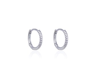 Boucles d’oreilles anneaux mini créoles torsadée Argent 925 diamètre 6,7,8 ou 13 mm - Boucles d'oreilles rondes