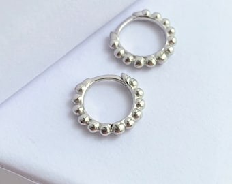 Pendientes de aro mini de plata 925, bolitas pequeñas, diámetro 6,7,8 o 9 mm