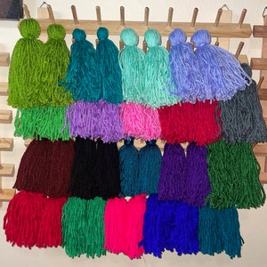 Beautiful Yarn Fringe Earrings, 6 inch, Tassel Solid Color