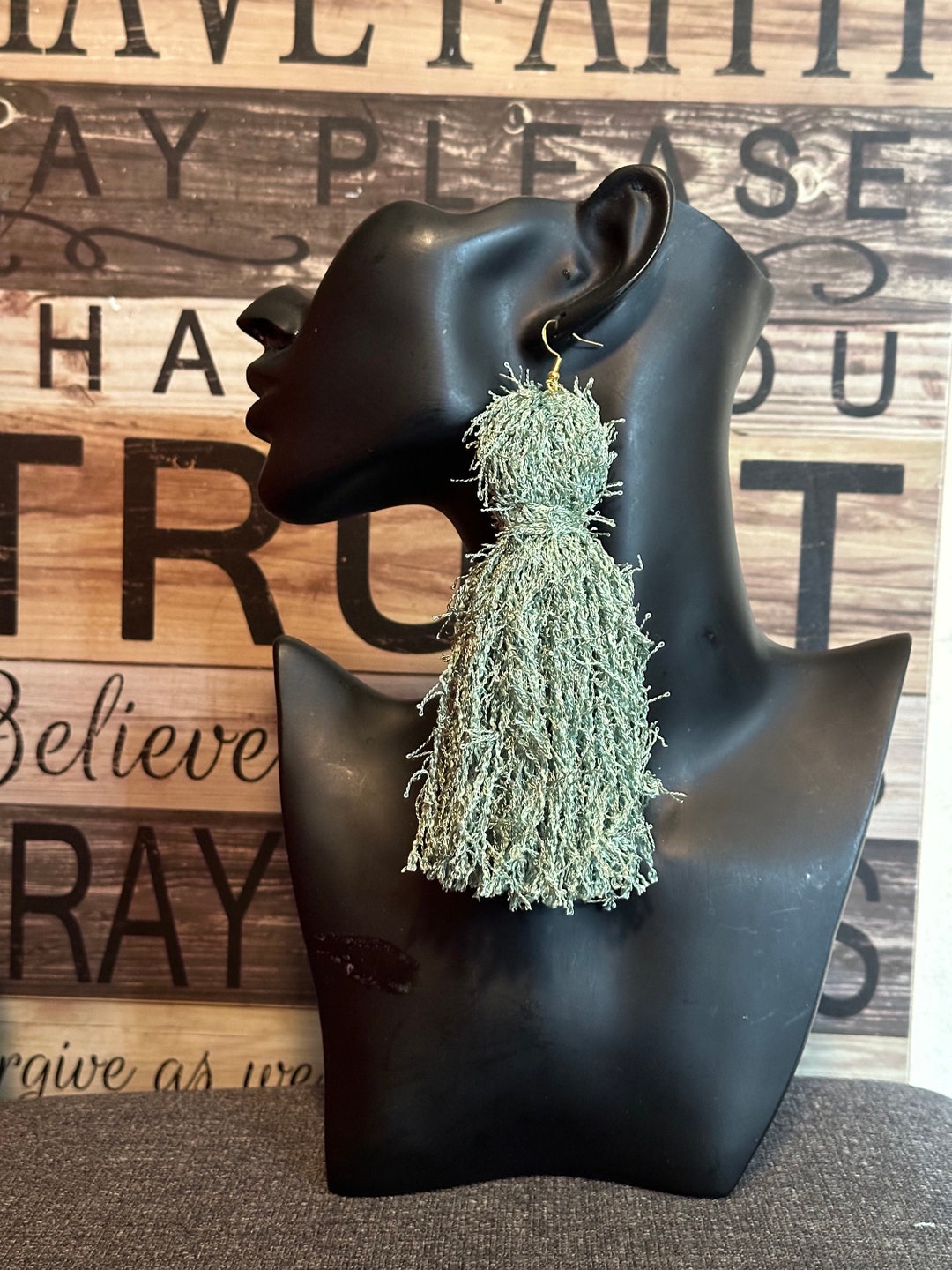 Scrubby Yarn Tassels, Solid Color, Earrings Etsy