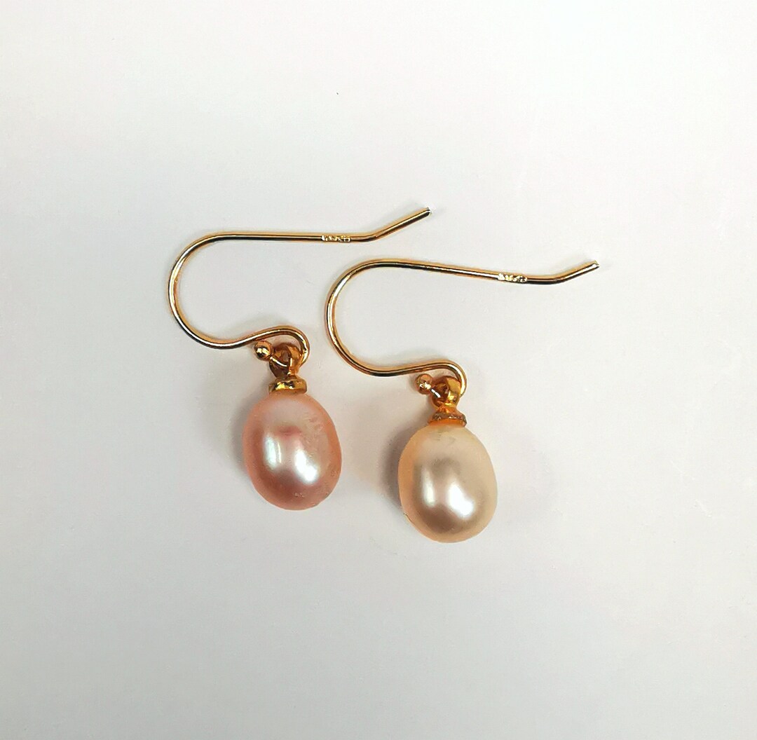 Paire De Boucles D'oreilles – Plaqué Or, Perle, Vintage, Occasion