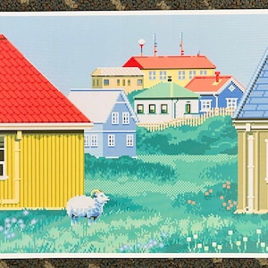 Pixel Art Print &quot;Flatey Island&quot;