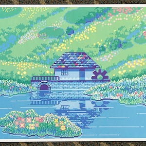 Pixel Art Print &quot;Lake Cottage&quot;