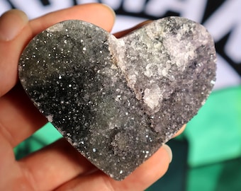 Corazón de amatista drusa verde y morada L