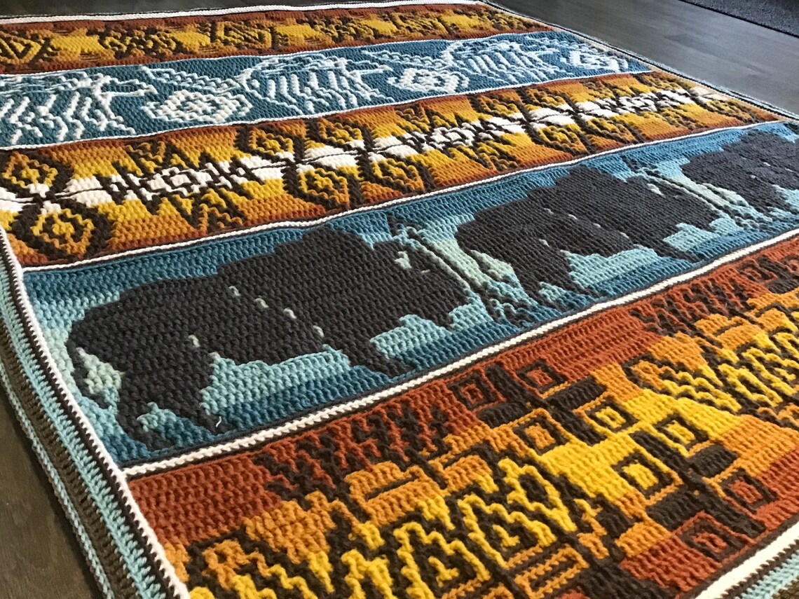 Native American Mosaic Crochet Blanket Pattern (PDF) - Etsy
