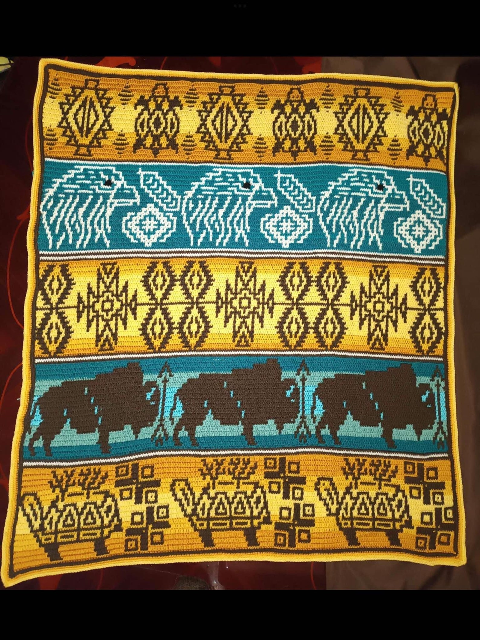 Native American Mosaic Crochet Blanket Pattern (PDF) - Etsy