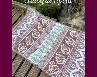 Padrão de crochê para manta Graceful Spirit, mosaico sobreposto (PDF)