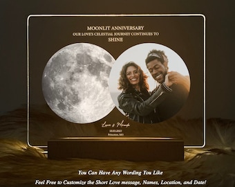 Custom Moon Phase Gift, Moon Phase Photo Light, The Night We Met Gift, Night Sky by Date Gift, Anniversary Gift for Him and Her, 3MV01