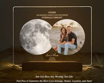 Custom Moon Phase Gift, Moon Phase Photo Light, The Night We Met Gift, Night Sky by Date Gift, Engagement Gift for Him and Her, 3MV01