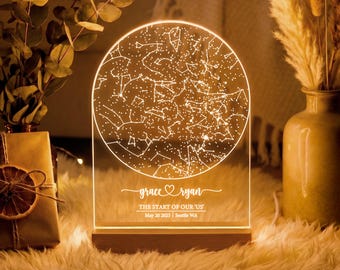 Custom star map by date, Personalized gift, Anniversary gift for him, The night we met night light, Birthdays gift for her, STAR01BN