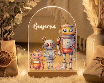 Personalized Robot Night Light, Boy Nursery Decor, Custom Baby Name Sign, Baby Shower Gift for Boy, Toddler Bedroom Lamp, NNV20