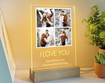 Placa de fotos LED personalizada para él, Regalos de cumpleaños de novio, Regalo personalizado para él, Regalo de relación de larga distancia para novio