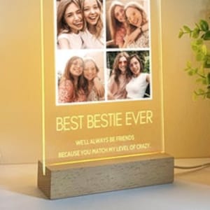 Custom photo collage LED night light sign, Gifts for best friend female birthday, Long distance friendship lamps, Light up name sign