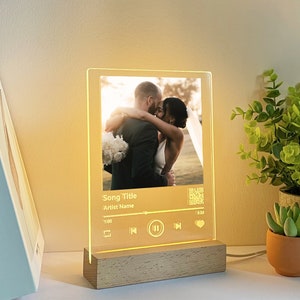 Custom LED music plaque, Personalized picture frames, First wedding anniversary gift for him