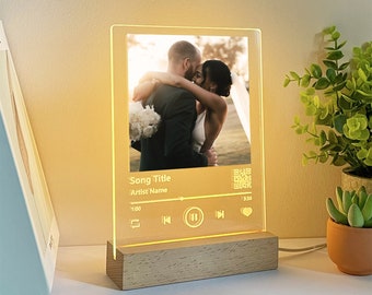 Custom LED music plaque, Personalized picture frames, First wedding anniversary gift for him