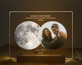 Custom Moon Phase Gift, Moon Phase Photo Light, The Night We Met Gift, Night Sky by Date Gift, Anniversary Gift for Him and Her, 3MV01