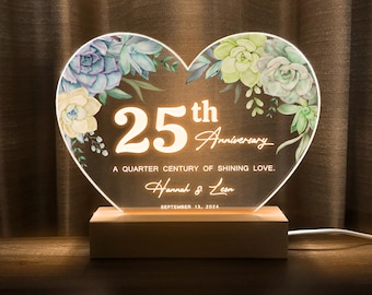 25th Anniversary Gift, Silver Anniversary, 25 Year Anniversary Gift, Personalized Gift for Her, Personalised gift for Him, HEART37