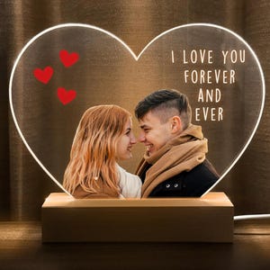 Gift for him, Custom photo light, Personalized wedding photo gift, Birthday gift for him, Anniversary gift for her, HEART07